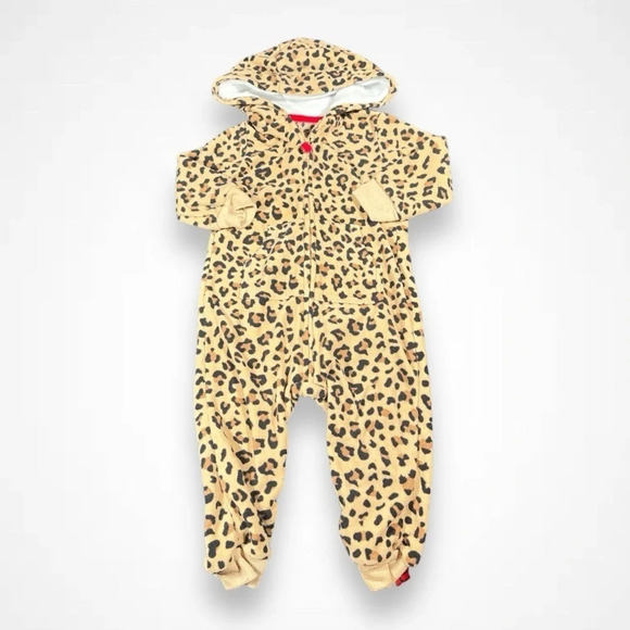 4/$20 Carter’s Fleece Cheetah Print  Sleeper/Footie - Picture 1 of 4
